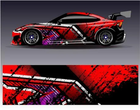 Car wrap design vector.Graphic abstract stripe racing background designs Stock Illustration