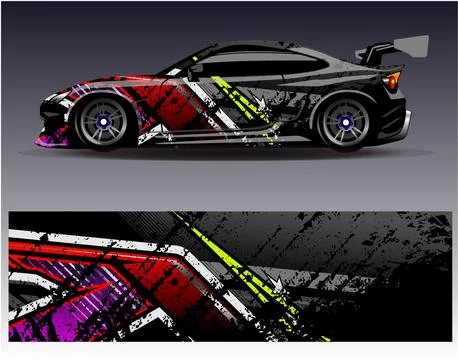 Car wrap design vector.Graphic abstract stripe racing background designs Illustrazione stock