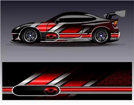 Car wrap design vector.Graphic abstract stripe racing background designs Stock Illustration