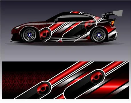 Car wrap design vector.Graphic abstract stripe racing background designs Stock Illustration