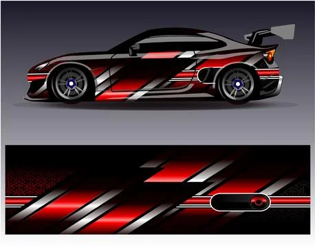 Car wrap design vector.Graphic abstract stripe racing background designs Stock Illustration