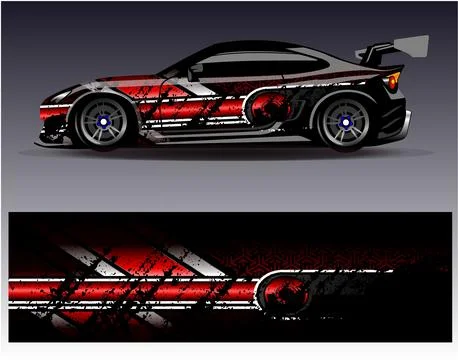Car wrap design vector.Graphic abstract stripe racing background designs Stock Illustration