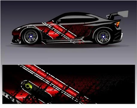 Car wrap design vector.Graphic abstract stripe racing background designs Stock Illustration