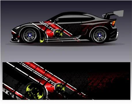 Car wrap design vector.Graphic abstract stripe racing background designs Illustrazione stock