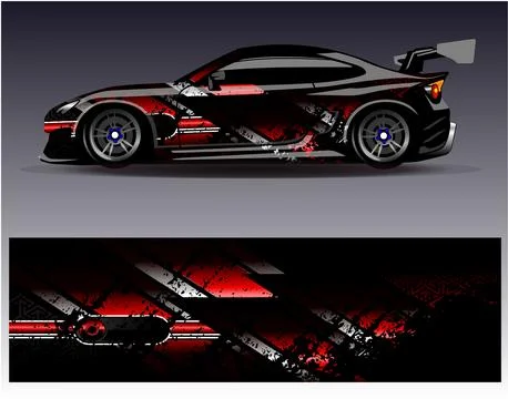Car wrap design vector.Graphic abstract stripe racing background designs Stock Illustration