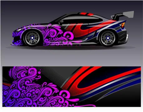 Car wrap design vector.Graphic abstract stripe racing background designs Stock Illustration