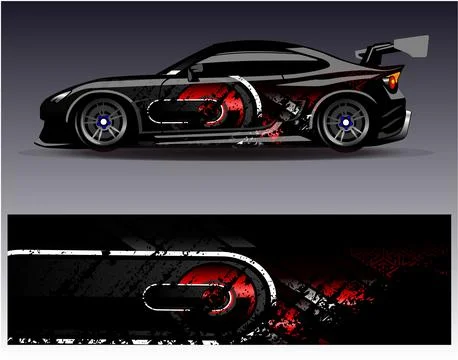Car wrap design vector.Graphic abstract stripe racing background designs Stock Illustration