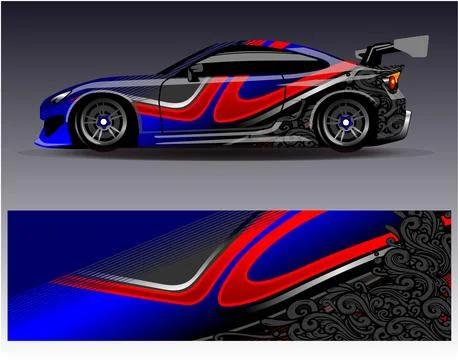 Car wrap design vector.Graphic abstract stripe racing background designs Stock Illustration