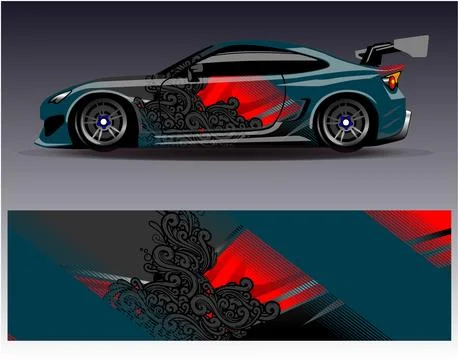Car wrap design vector.Graphic abstract stripe racing background designs Stock Illustration