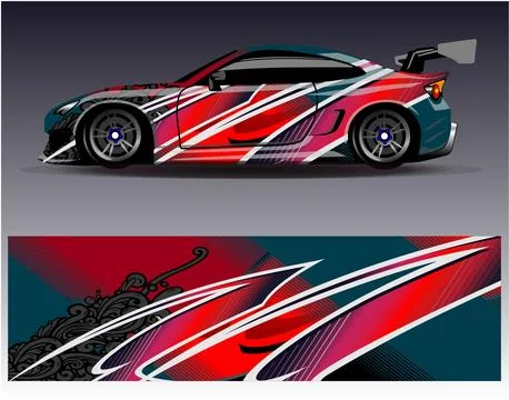 Car wrap design vector.Graphic abstract stripe racing background designs Stock Illustration