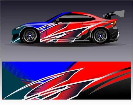 Car wrap design vector.Graphic abstract stripe racing background designs Stock Illustration