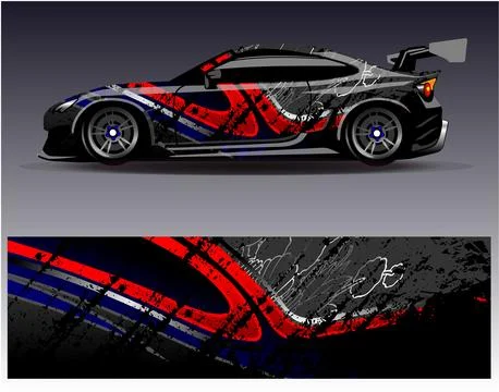 Car wrap design vector.Graphic abstract stripe racing background designs Stock Illustration