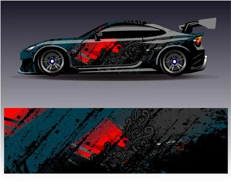 Car wrap design vector.Graphic abstract stripe racing background designs Stock Illustration