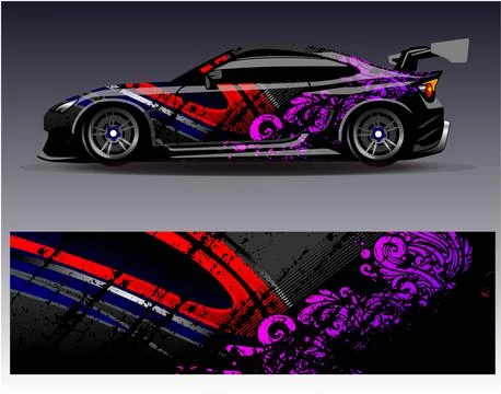 Car wrap design vector.Graphic abstract stripe racing background designs Stock Illustration
