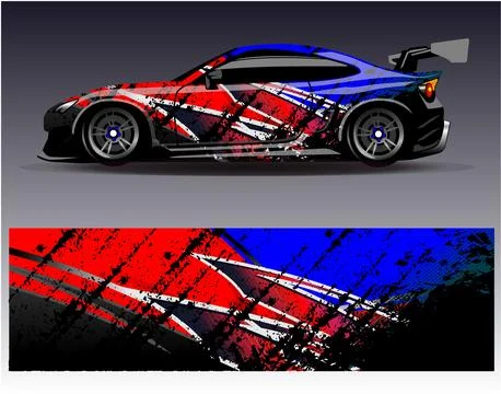 Car wrap design vector.Graphic abstract stripe racing background designs Stock Illustration