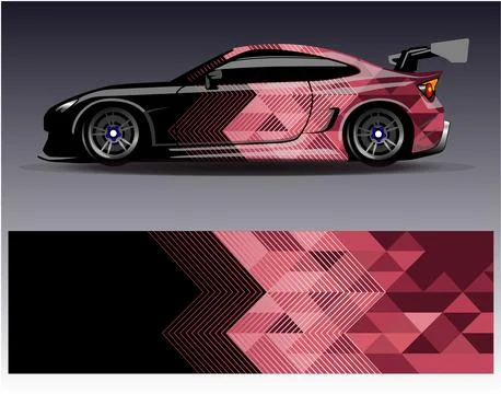 Car wrap design vector.Graphic abstract stripe racing background designs Stock Illustration