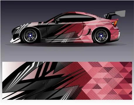 Car wrap design vector.Graphic abstract stripe racing background designs Stock Illustration