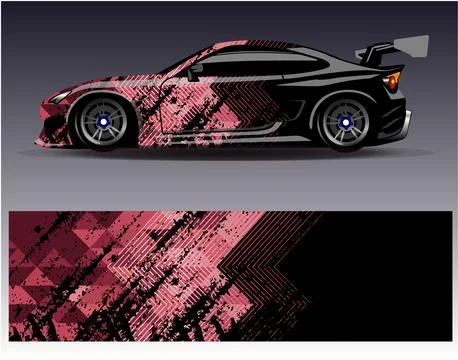 Car wrap design vector.Graphic abstract stripe racing background designs Stock Illustration