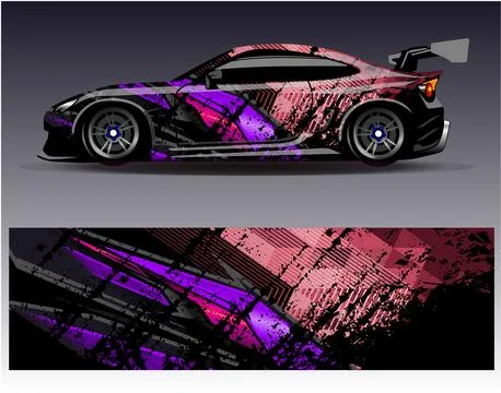 Car wrap design vector.Graphic abstract stripe racing background designs Stock Illustration