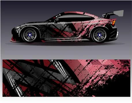Car wrap design vector.Graphic abstract stripe racing background designs Illustrazione stock