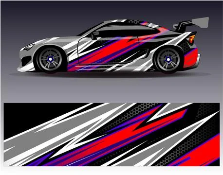 Car wrap design vector.Graphic abstract stripe racing background designs Stock Illustration