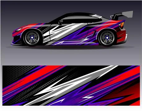 Car wrap design vector.Graphic abstract stripe racing background designs Stock Illustration