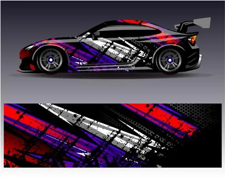 Car wrap design vector.Graphic abstract stripe racing background designs Illustrazione stock