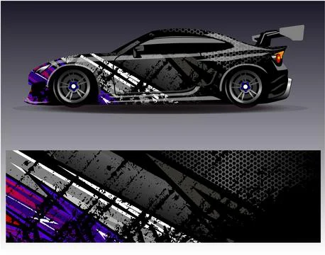 Car wrap design vector.Graphic abstract stripe racing background designs Stock Illustration