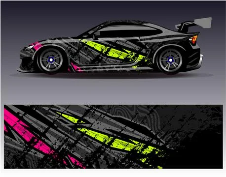 Car wrap design vector.Graphic abstract stripe racing background designs Illustrazione stock
