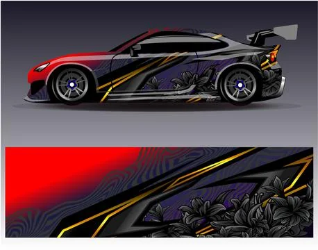 Car wrap design vector.Graphic abstract stripe racing background designs Stock Illustration