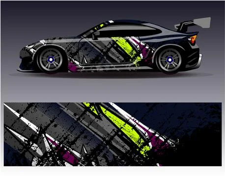 Car wrap design vector.Graphic abstract stripe racing background designs Stock Illustration