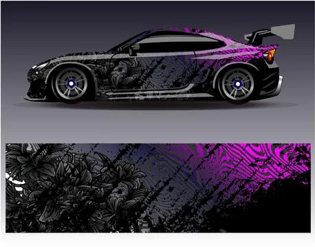 Car wrap design vector.Graphic abstract stripe racing background designs Illustrazione stock