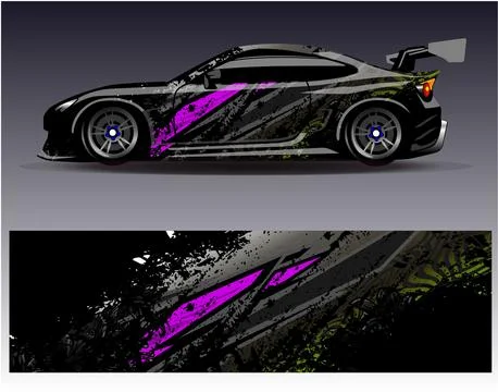 Car wrap design vector.Graphic abstract stripe racing background designs Illustrazione stock