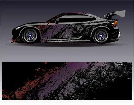 Car wrap design vector.Graphic abstract stripe racing background designs Stock Illustration