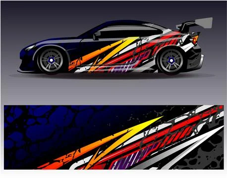 Car wrap design vector.Graphic abstract stripe racing background designs Stock Illustration