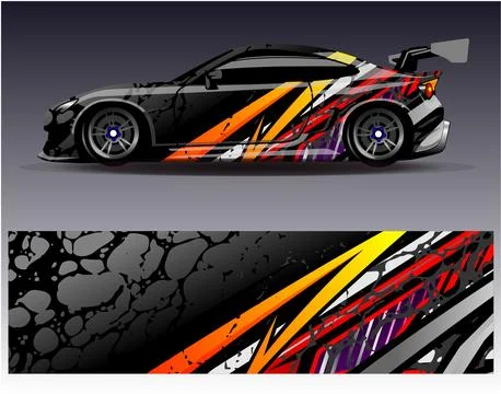 Car wrap design vector.Graphic abstract stripe racing background designs Stock Illustration