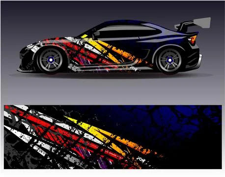 Car wrap design vector.Graphic abstract stripe racing background designs Stock Illustration