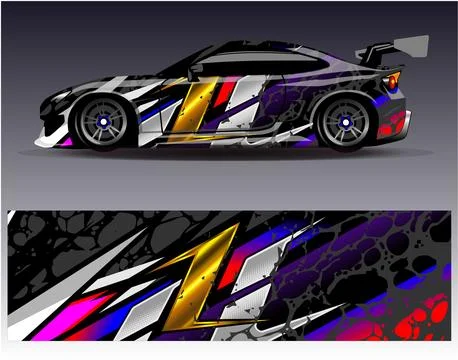 Car wrap design vector.Graphic abstract stripe racing background designs Illustrazione stock