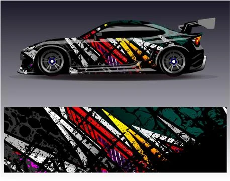 Car wrap design vector.Graphic abstract stripe racing background designs Stock Illustration
