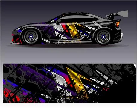Car wrap design vector.Graphic abstract stripe racing background designs Stock Illustration