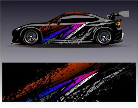 Car wrap design vector.Graphic abstract stripe racing background designs Stock Illustration