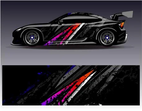 Car wrap design vector.Graphic abstract stripe racing background designs Stock Illustration