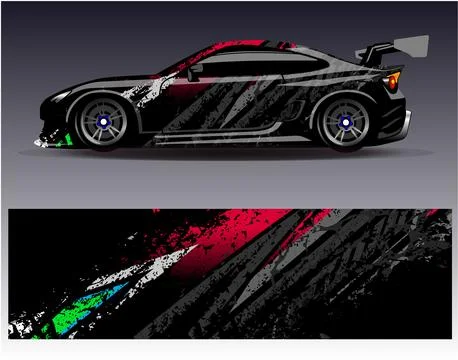Car wrap design vector.Graphic abstract stripe racing background designs Illustrazione stock