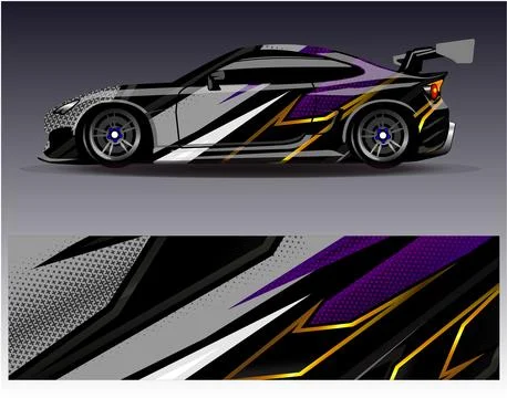 Car wrap design vector.Graphic abstract stripe racing background designs Stock Illustration