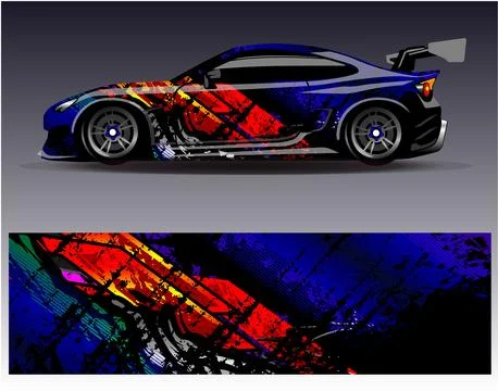 Car wrap design vector.Graphic abstract stripe racing background designs Stock Illustration