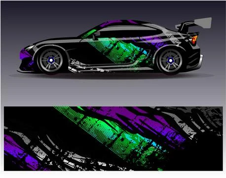 Car wrap design vector.Graphic abstract stripe racing background designs Stock Illustration