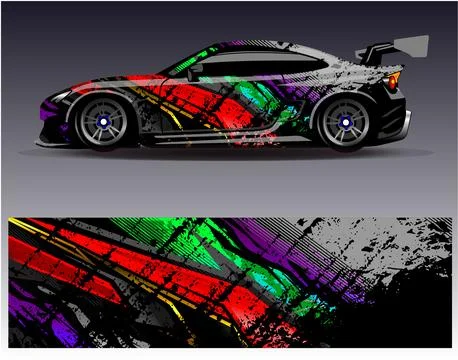 Car wrap design vector.Graphic abstract stripe racing background designs Stock Illustration