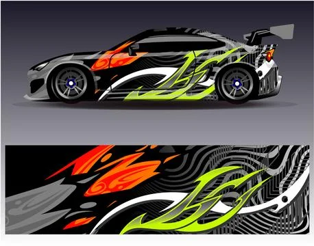 Car wrap design vector.Graphic abstract stripe racing background designs Stock Illustration