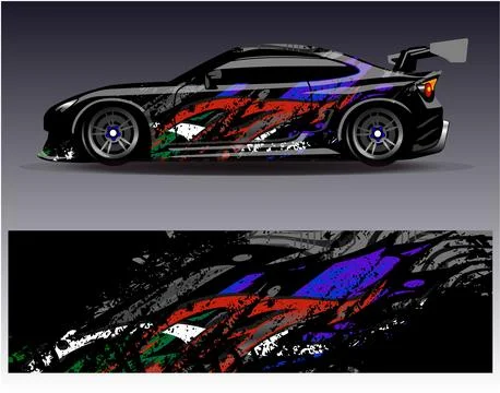 Car wrap design vector.Graphic abstract stripe racing background designs Stock Illustration