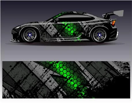 Car wrap design vector.Graphic abstract stripe racing background designs Illustrazione stock